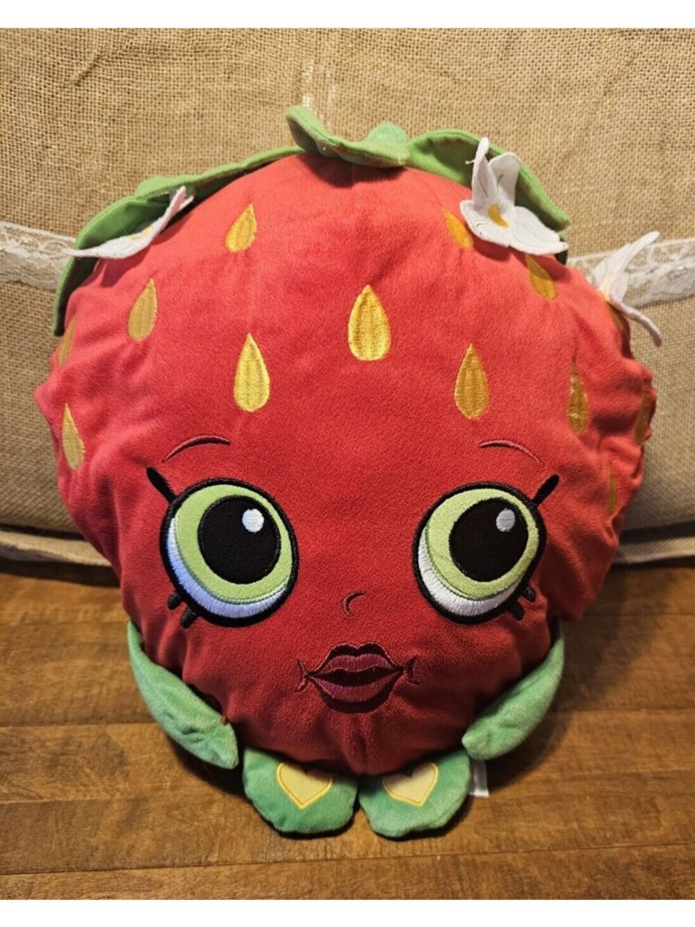 Shopkins Strawberry Kiss Plush Stuffed Pillow Toy Moose Red Green Large